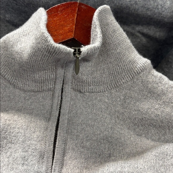 Brunella Gori Italy grey wool long sleeve mid zip up sweater shirt L - Picture 7 of 10